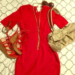 NWT H&M True Red pencil dress with sexy back slit